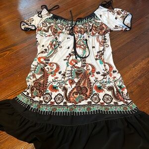 Evovorro Women’s White Dress with Designs Size M